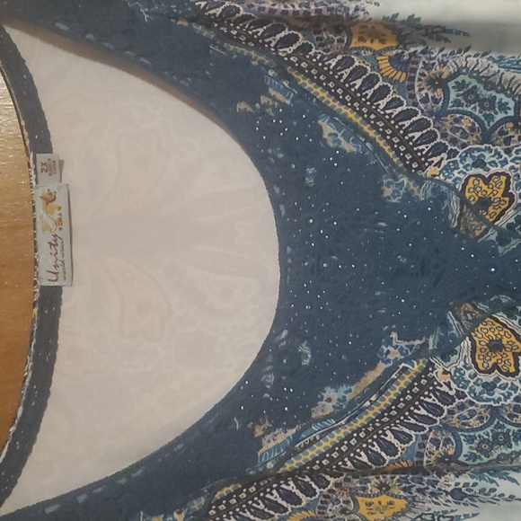 NWOT Unity World Wear Blue Green Short Sleeve Tunic 2X - Picture 6 of 6